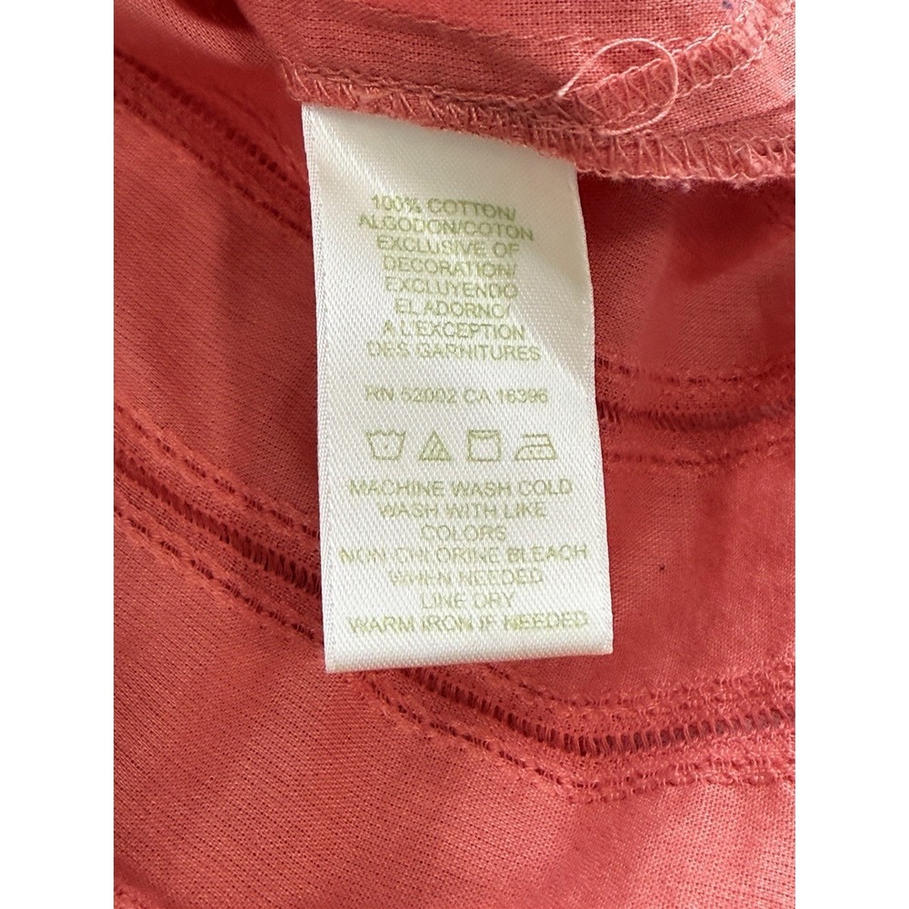 Sigrid Olsen Coral Embroidered Cotton Peasant Boho Top Medium Tunic Tee - Picture 8 of 10